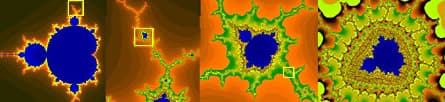 A second Mandelbrot set zoom sequence, showing infinite complexity emerging from a simple equation